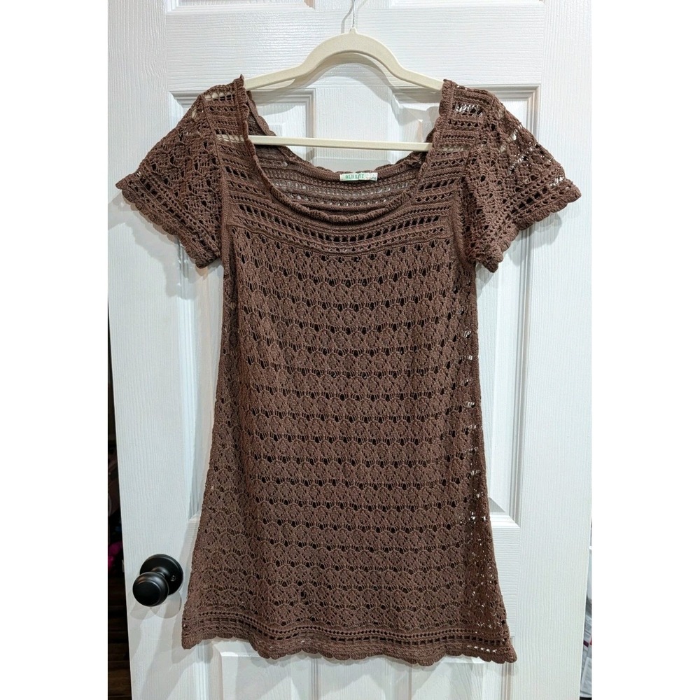 Old Navy Vintage 90s Open Knit Crochet Dress L Layering Festival Indie Sleaze